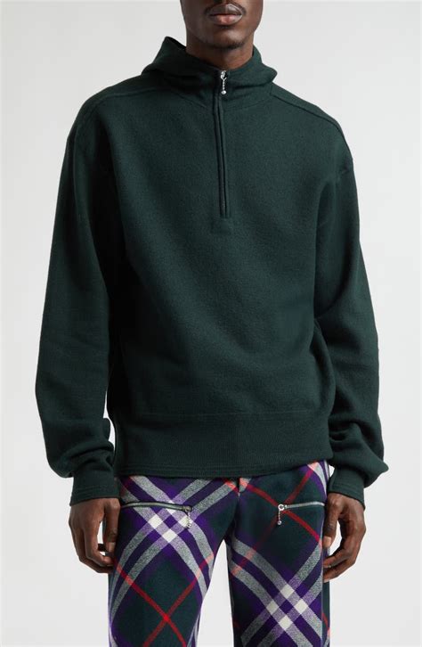 burberry men half zip|Burberry Half Zip Brushed Wool Hoodie Sweater .